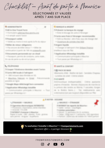 📥 Checklist PDF — Avant de partir à Maurice · Offerte · 2026