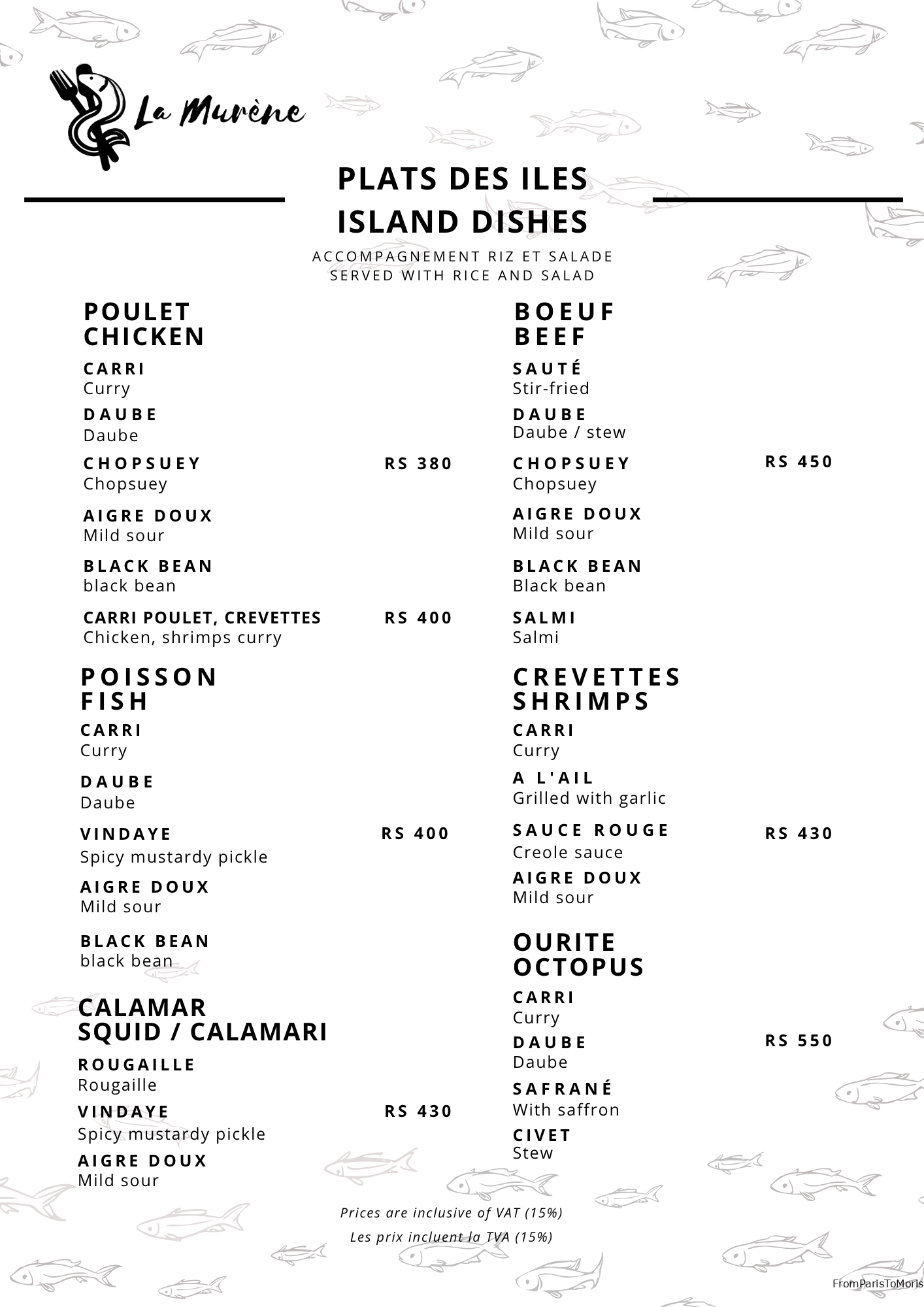 Murene - Plats des iles