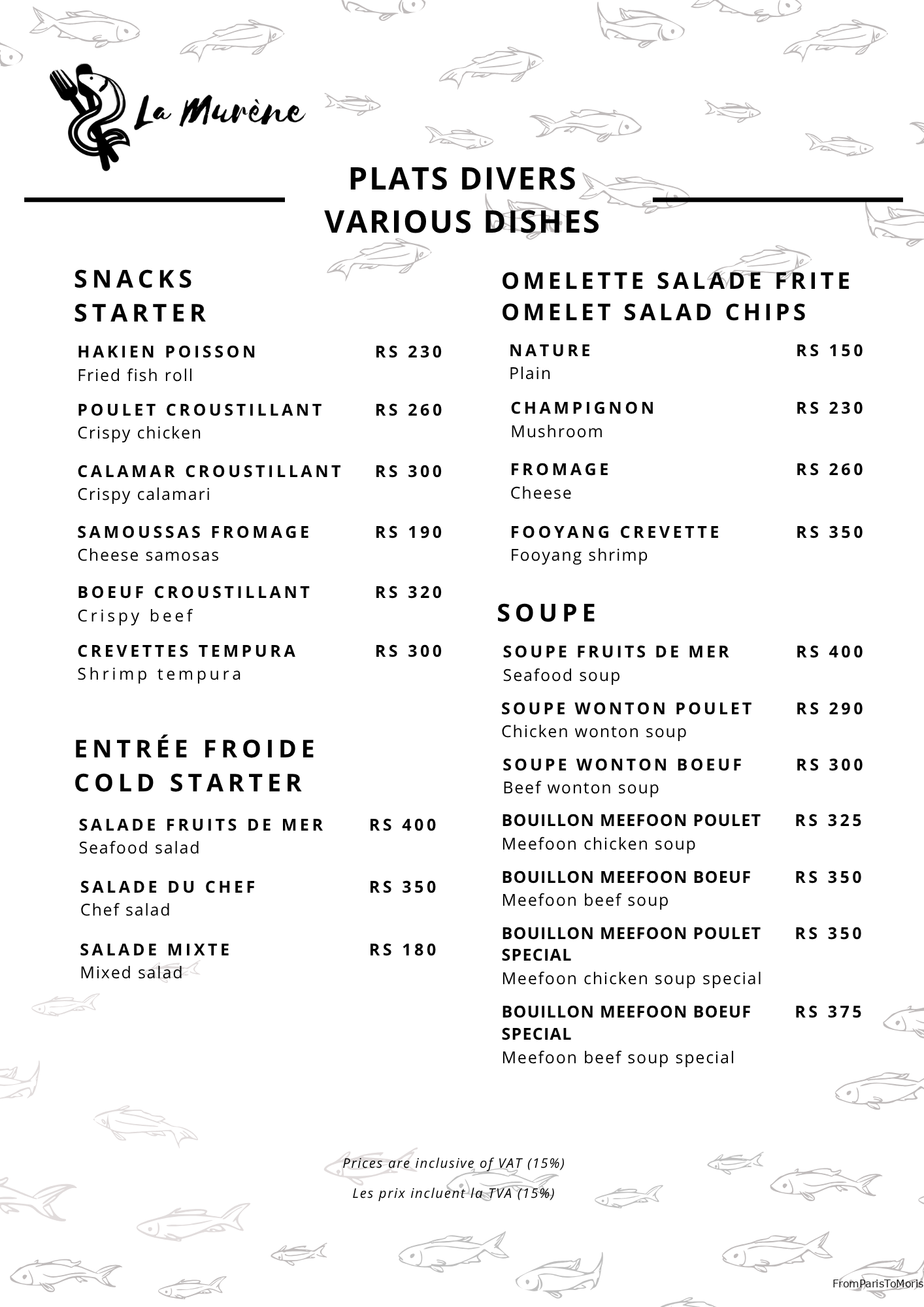 Murene - Plats divers