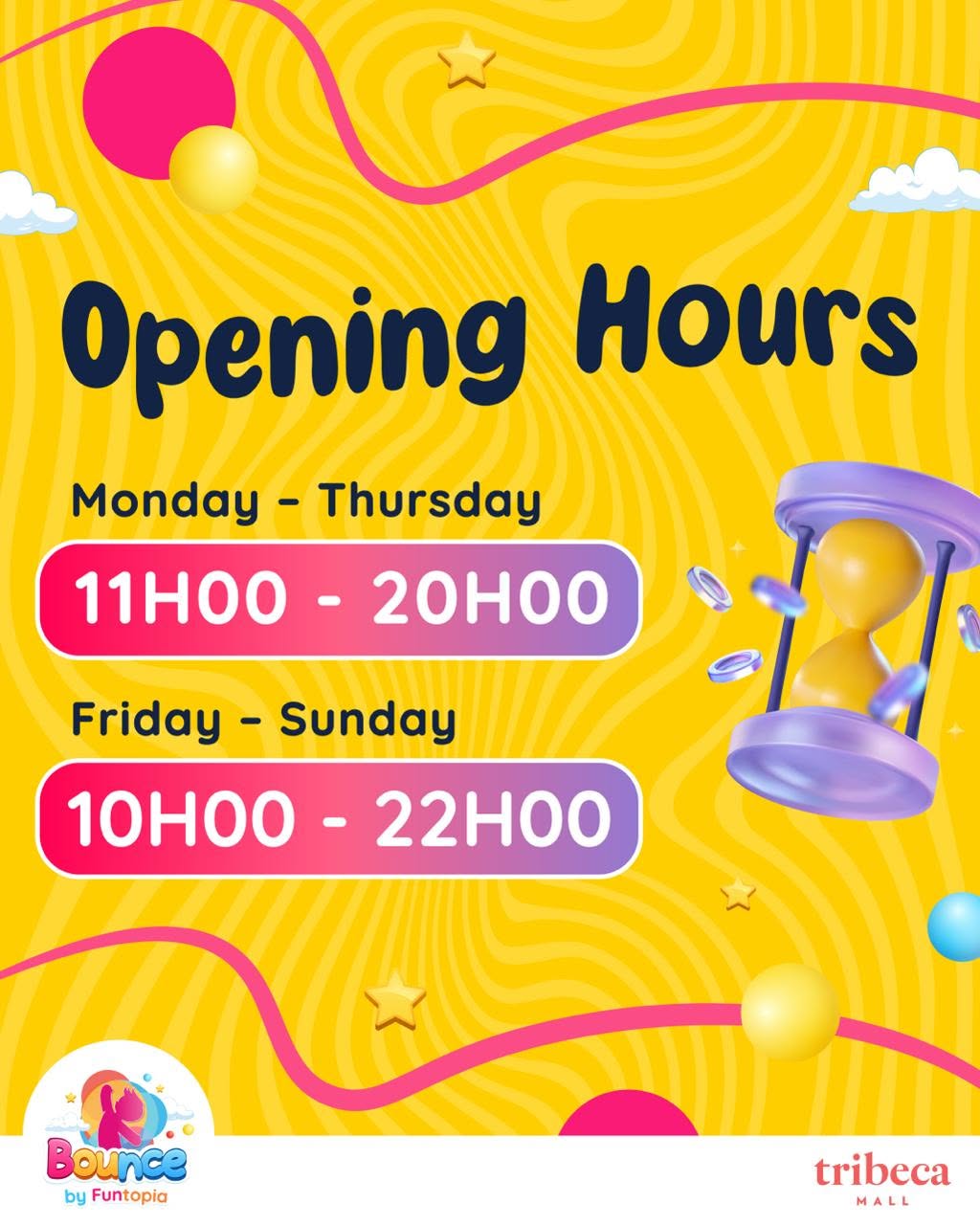 Planning des sessions Bounce by Funtopia Tribeca Mall